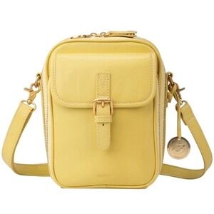 Minooy Naya Small Leather Crossbody Bag 2.0 L Yellow Multi Pocket